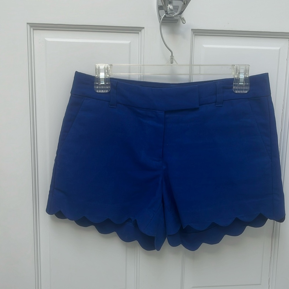 J crew scalloped linen shorts